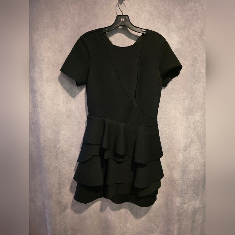 Dkny Black Short-Sleeve Ruffled Tier Dress